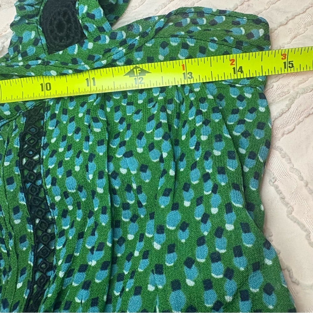 Anthropologie Bardot Blouse Boho Print Crochet Button Front Sleeveless Swing Top - Picture 7 of 8